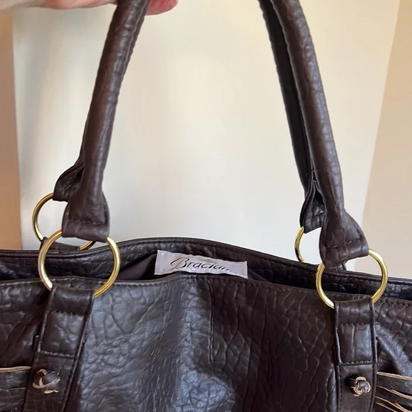 BRACIANO Shoulder Bag Handbag Brown REALLY NICE 15 w x12 h x 3” - Picture 11 of 13
